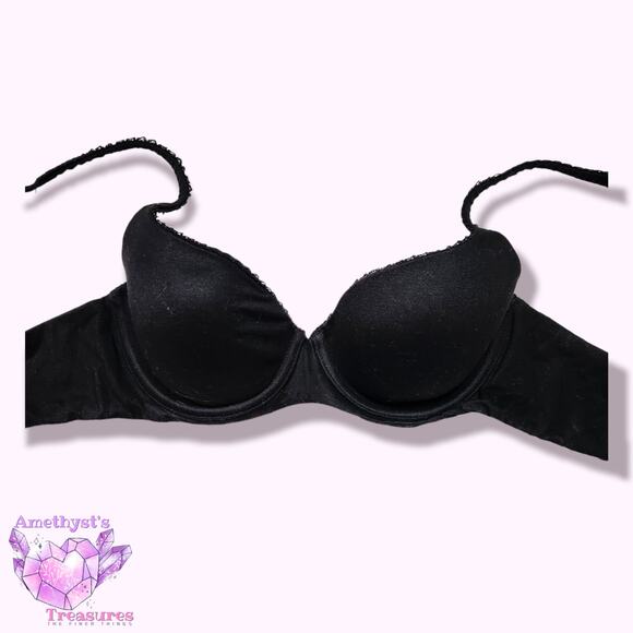 Victoria's Secret 32C Black Bra Wired Body lined Demi to Full coverage Lace - Picture 1 of 5